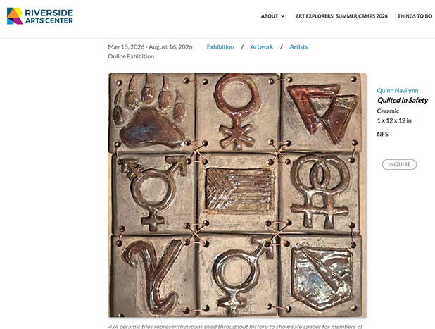 the web page that shows one of Quinns ceramic pieces.